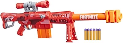 Pistolet fortnite heavy sr blaster avec lunette amovible, loquet mobile, 6 grandes balles