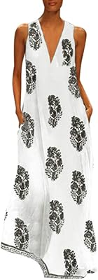 Robe longue fankle pour femme robe décontractée imprimé bohème col en v