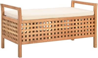 Banc de rangement fidexcel en noyer massif dimensions 93 x 49 x 49