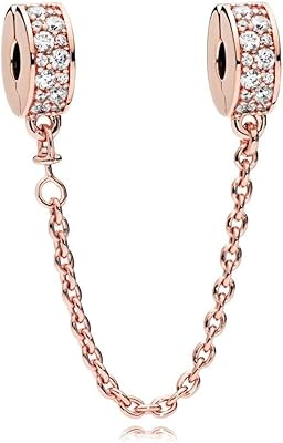 Fermoir chaîne de sécurité plaqué or rose c & a pavé transparent, pierres