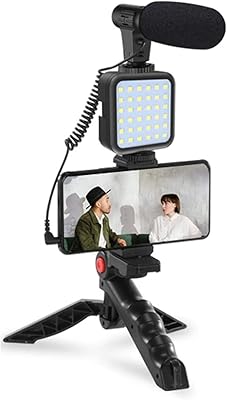 Iwinner kit d'enregistrement vidéo pour smartphone débutant avec lumière d'appoint +