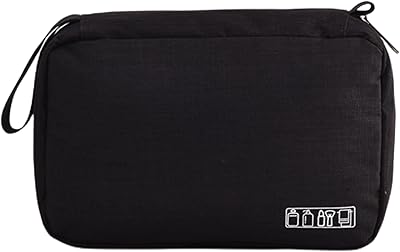 Trousse de toilette pliante crochet cationique multifonctionnel trousse de toilette sac de rangement cosmétique sac cosmétique sec et humide crochet de suspension 4 compartiments séparés fermeture éclair en métal de grande capacité étanche (noir). Commandez malin, vivez mieux avec Diaytar