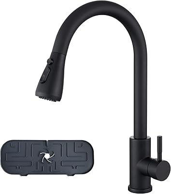 Robinet de cuisine noir coltens robinet d'évier extractible avec pulvérisateur 3 fonctions résistant