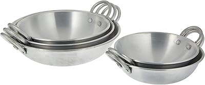 Batterie de cuisine raj indian kadi, en aluminium - 5 pièces, couleur argent