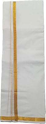 Collant double dhoti en pur coton pour hommes (blanc, taille unique) 4mt