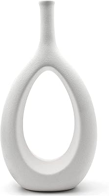 Vase à fleurs en céramique ofrank, vase ovale creux pour la décoration du