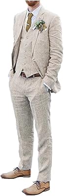 Costume de mariage en lin pour hommes 3 pièces les garçons d'honneur portent