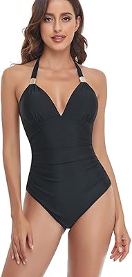 Maillot de bain une pièce tankini amincissant à col en v pour femme