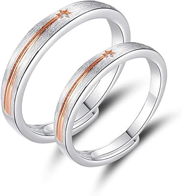 Bagues de couple en argent sterling 925 bagues de fiançailles ouvertes réglables