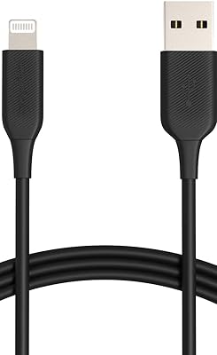 Câble lightning vers usb amazonbasics, câble de chargement iphone certifié apple, noir, 6
