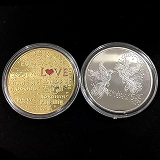 Pièce commémorative 2 pièces en argent plaqué or 2019 love coin