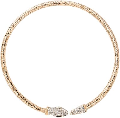 Bracelet incurvé en forme de serpent extensible avec strass pour femmes et dames