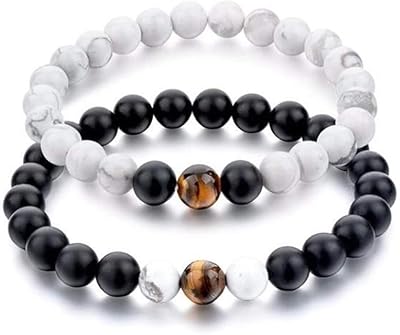 Rebuy® bracelet en pierre d'agate naturelle œil de tigre howlite bijoux en œil