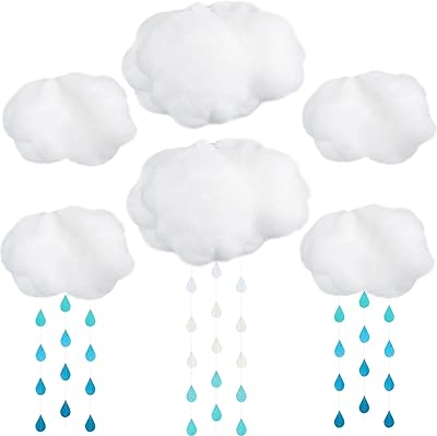 14 pièces décoration de plafond de nuage artificiel, accessoires de décoration avec gouttes