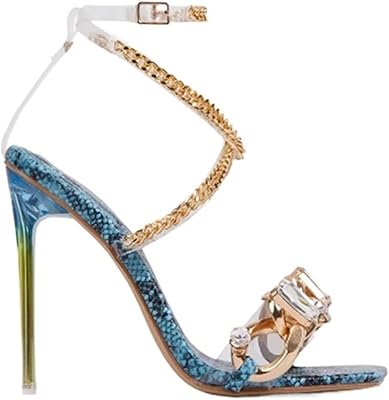 Walkfb talons pour femmes sandales habillées avec chaîne en cristal, chaussures de fête