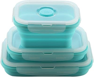 3 pièces conteneurs de stockage de nourriture en silicone boîte à déjeuner pliable