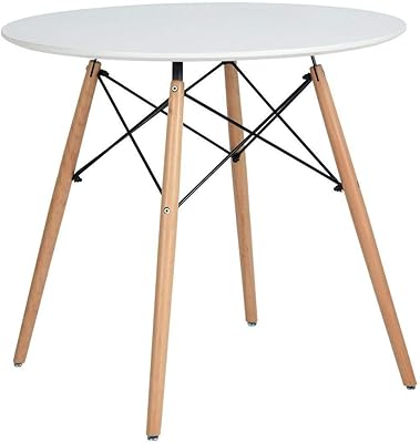 Table pliante ronde, table de salle à manger intérieure et extérieure, blanc