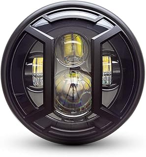 Phare led de moto de 7,7 pouces avec grille blindée pour racer &