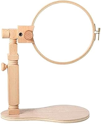 Support de cerceau de broderie en bois rotatif réglable avec cerceaux de broderie