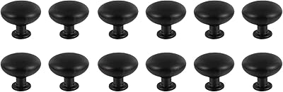 12 pièces poignées d'armoire rondes en forme de champignon noir, poignées de tiroir