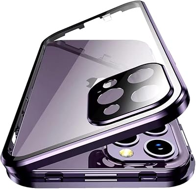 Coque magnétique verrouillable pour iphone 14 pro max coque en verre avec protecteur