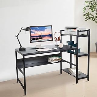 Bureau d'ordinateur cotis avec 4 étagères de rangement bureau moderne en bois