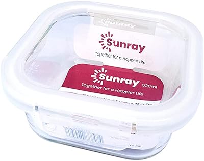 Récipient alimentaire carré en verre borosilicate sunray - 520 ml
