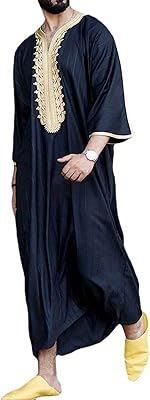 Chemise de nuit ample à manches 3/4 et col en v pour hommes