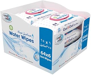 Lingettes à l'eau cool & cool pour bébé, lot de 6 paquets 64