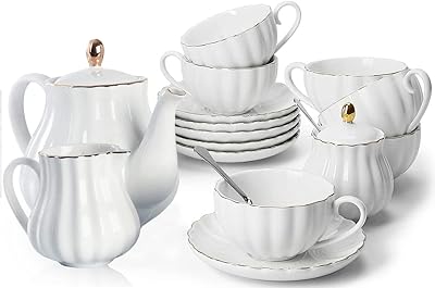 Service à thé en porcelaine - tasse à thé et soucoupe pour 6