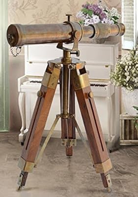 Tasse télescopique en laiton nautique antique avec support en bois cadeau