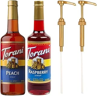 Sirops de fruits torani pêche et framboise avec pompes (paquet de 2)