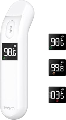 Thermomètre frontal sans contact ihealth thermomètre infrarouge pour adultes et enfants numérique
