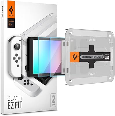 Spigen glastr ez fit [pack de 2] conçu pour nintendo switch (modèle oled)