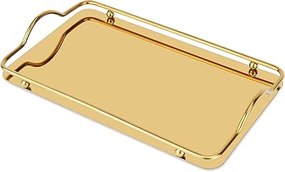 Plateau de service décoratif en acier inoxydable finition miroir doré, plateau pour collation