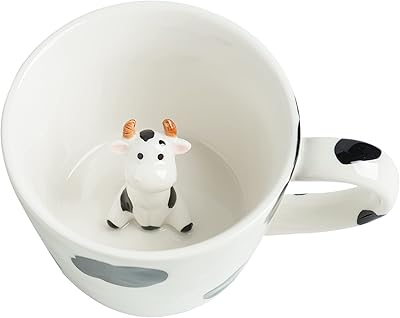 Tasse en céramique duclub avec motif vache en forme d'animal caché à