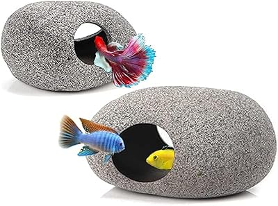 2 pièces grotte d'aquarium empilable accessoires betta décor de grotte rocheuse élevage