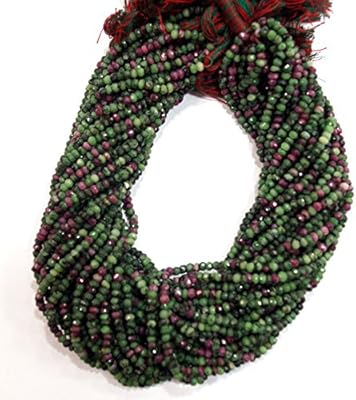 Pierre précieuse naturelle, perles de rubis à facettes micro, fil complet de 3