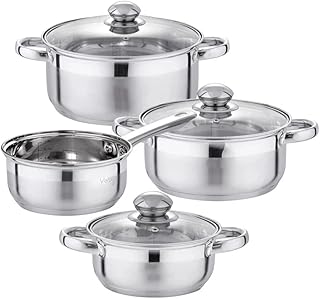 Batterie de cuisine dfhh, 7 pièces, casseroles et poêles de cuisine en acier