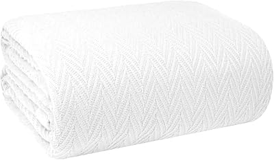 Couverture de luxe en coton thermique blanc queen size - 405 g/m2 100