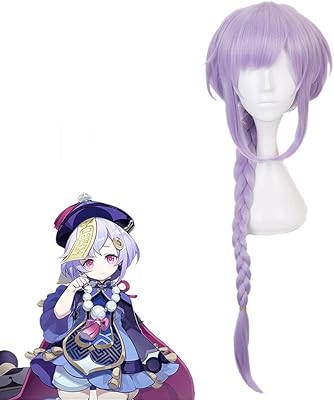 Perruque de cosplay mystylecos qiqi jeu genshin impact perruque synthétique longue violette tressée