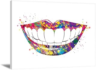 Peinture murale imprimée à l'aquarelle représentant un dentiste, des dents et des dents
