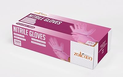 Gants d'examen en nitrile zalcon, roses, sans poudre ni latex, 4 mm, idéaux