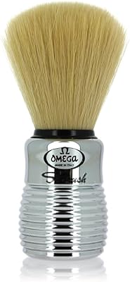 Blaireau de rasage synthétique omega s-brush argent 10081