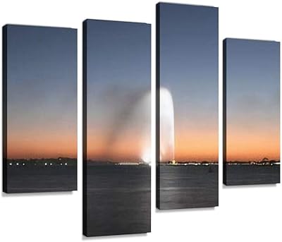 Art mural imprimé jet d'eau au crépuscule sur toile djeddah arabie