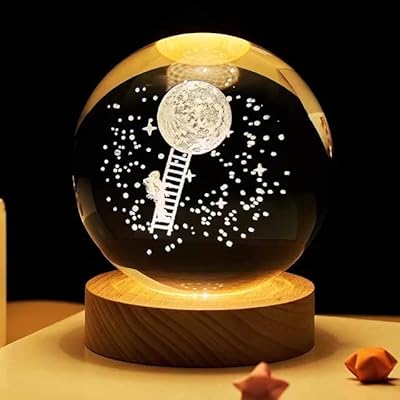 Boule de cristal 3d avec veilleuse, boule en verre de cristal gravé |