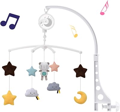 Berceau musical portable avec jouets rotatifs suspendus, décoration de lit pour nouveau-né
