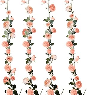 Ensemble de 4 couronnes artificielles plantes de lierre rose artificielles réalistes 18 m
