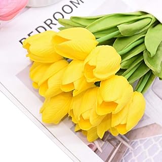 10 pièces de fleurs artificielles, bouquets de tulipes en pu au toucher réel
