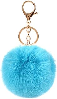 Porte-clés pompons en fausse fourrure douce et moelleuse avec porte-clés plaqué or